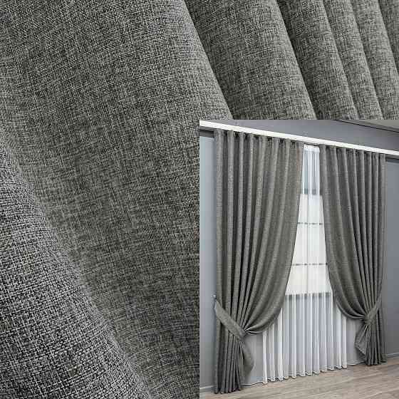 Комплект готовых штор VR-Textil Лен Мешковина № 108ш Серый 120х270см 2 шт (39-0035) Киев