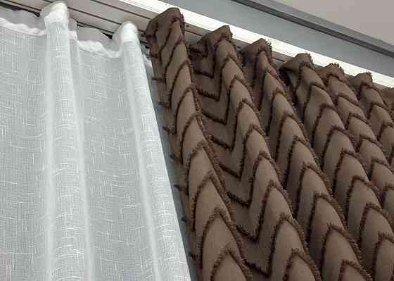 Шторная ткань Лен Букле цвет коричневый 1814ш Киев