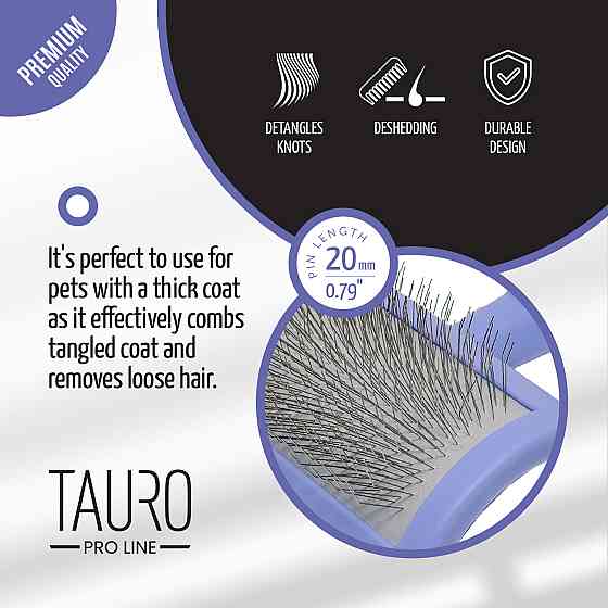 Tauro Pro Line Щітка пластикова, зубчики 20 мм, тонкі, фіолетова, 6,5 х 10,5 см Киев
