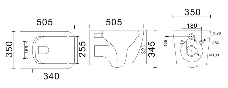Унітаз підвісний Mixxus Premium QUADRO-0305-R GRAY 510x350x345mm система змиву RIMLESS (MP6656) Київ - фото 9