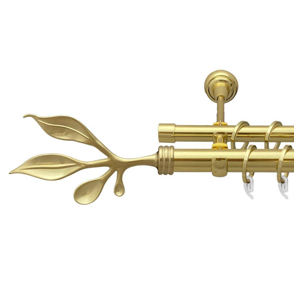 Карниз Orvit Баваро металевий дворядний відкритий гладка труба кільце фасонне металеве  Золото 25\19 мм 300 см Львов - изображение 1