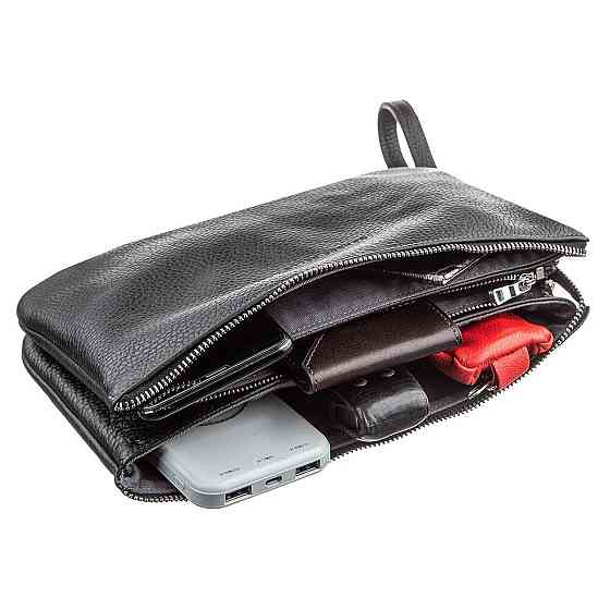 Барсетка чоловіча GRANDE PELLE 11147 шкіряна Чорна флотар Київ