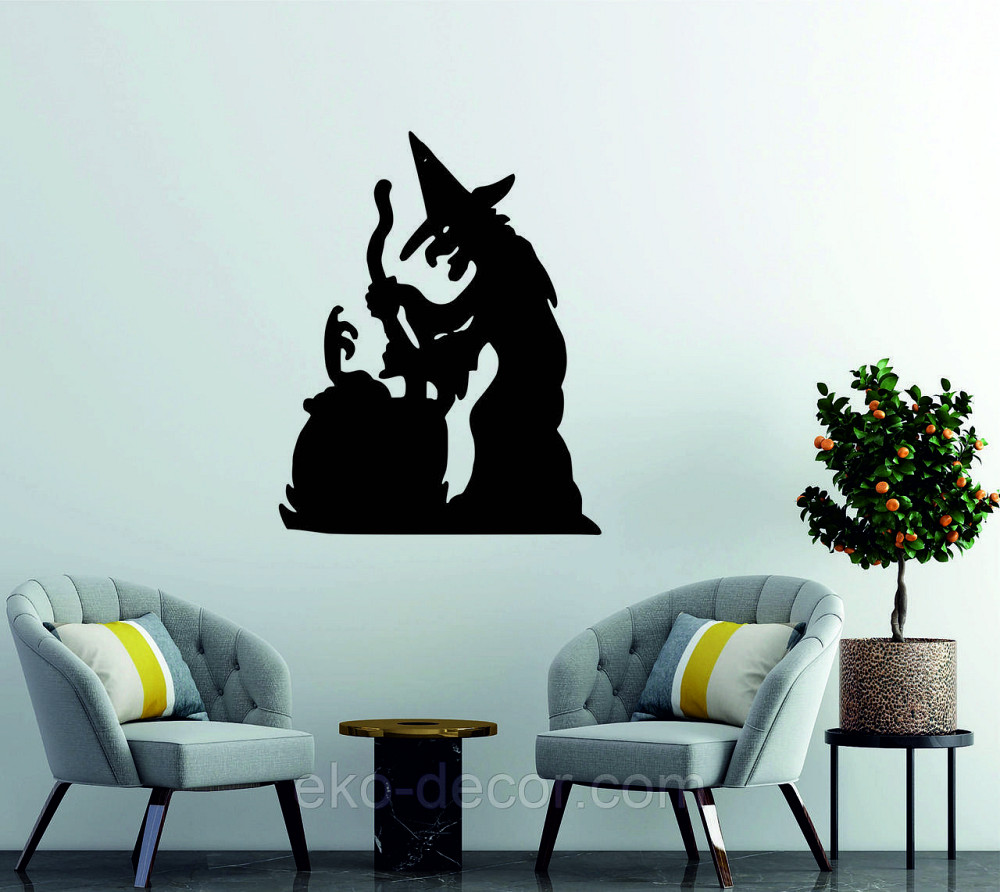 Декоративное настенное 3D Панно «Ведьма», Декор на стену с объемом 110*87 см, Черный Киев - изображение 1
