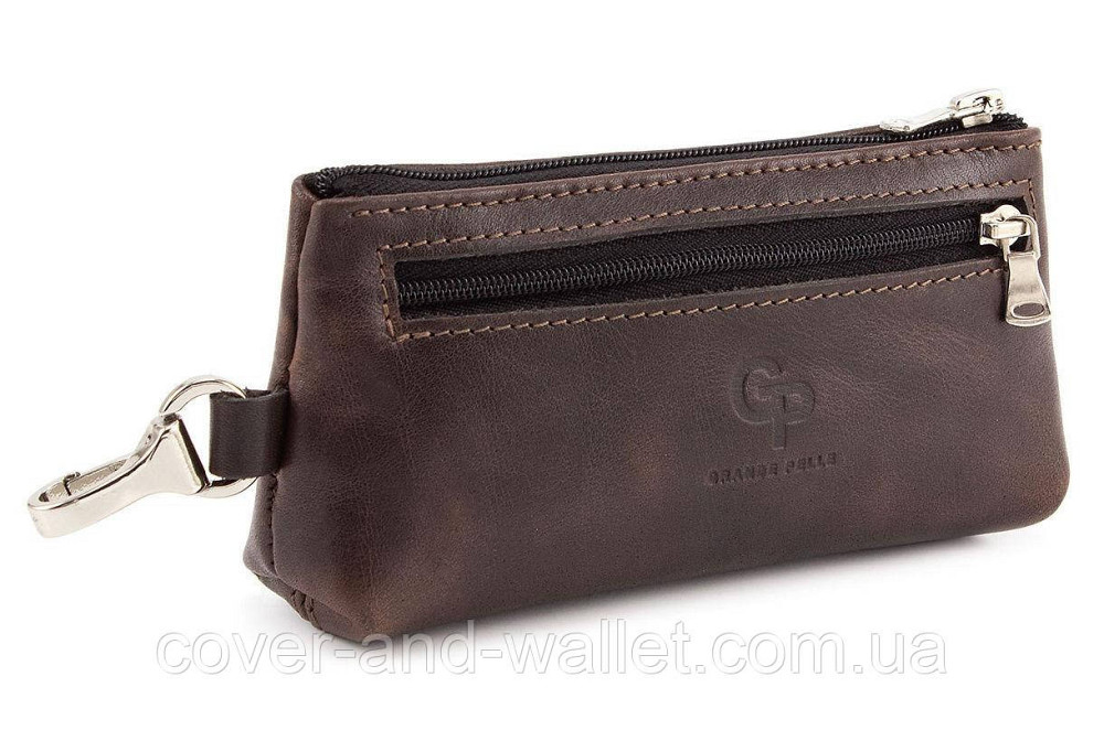 Стильна шкіряна ключниця ручної роботи Grande Pelle Borsetta (коричнева) Київ - фото 5