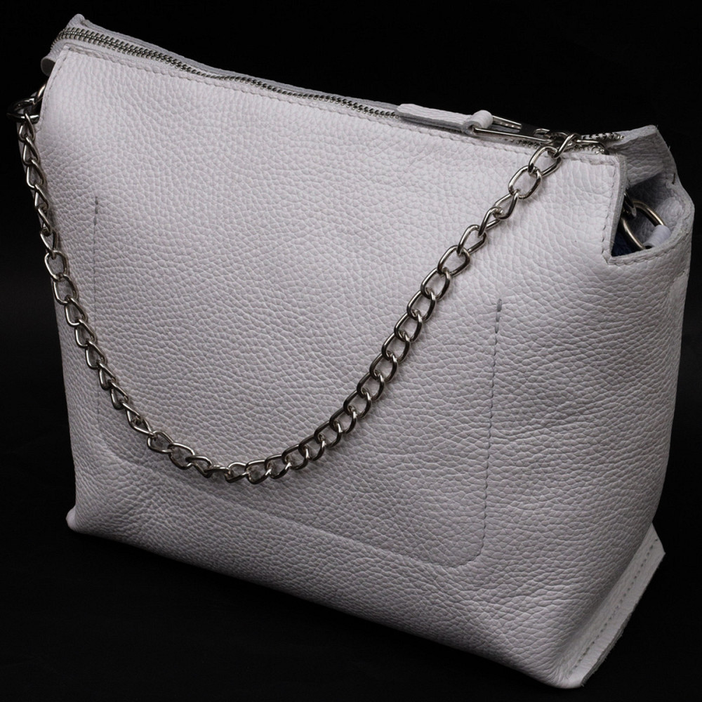 Містка жіноча сумка з натуральної шкіри GRANDE PELLE 11654 Біла Київ - фото 8