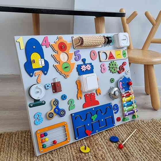 Бізіборд Розвивальна дошка 40х50 Розвивальна дошка для дітей Іграшки від 6 місяців для розвитку дрібної моторики Київ