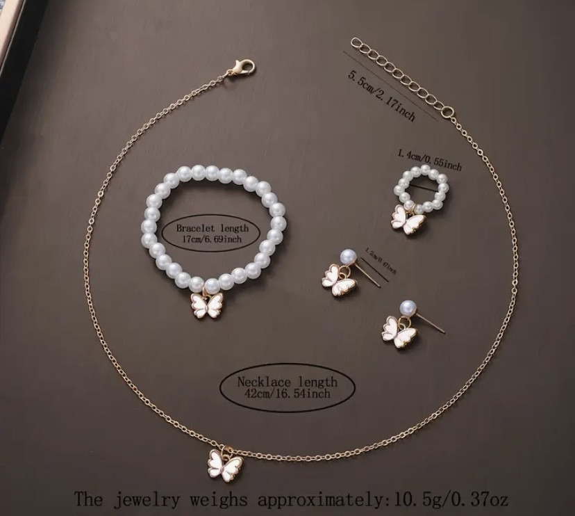 Подарочный набор для женщин Бабочка цифровые часы браслет ожерелье кольцо серьги белый Киев - изображение 4