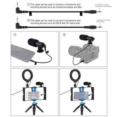 Набор блогера Puluz 4in1 (ring light, mount, phone holder, microphone) (PKT3025L) Винница