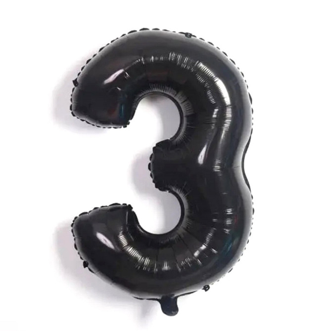 Цифра фольгована 3 чорний 32" Київ - фото 1