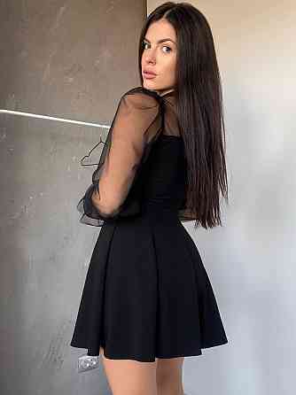 Женское нежное платье с рукавами из сеточки креп дайвинг 46/48 Одесса