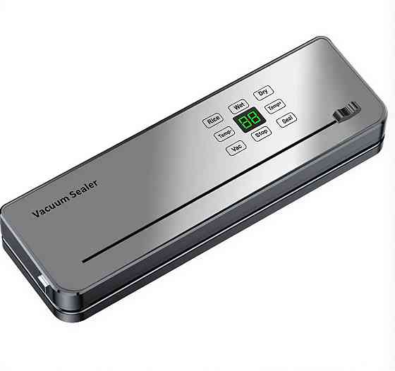 Вакууматор побутовий сенсорний для сухих і вологих продуктів 120 Вт із вбудованим різаком пакувальник вакуумний Сріблястий Київ