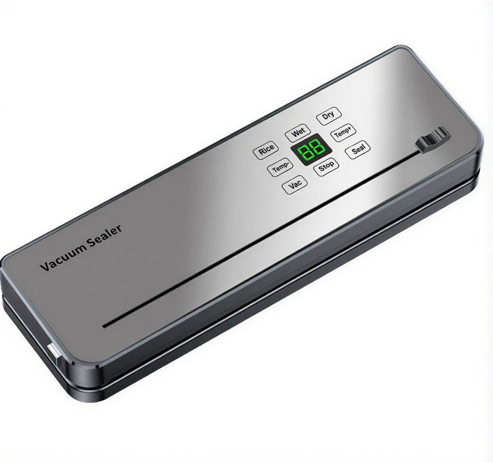 Вакууматор побутовий сенсорний для сухих і вологих продуктів 120 Вт із вбудованим різаком пакувальник вакуумний Сріблястий Київ - фото 1