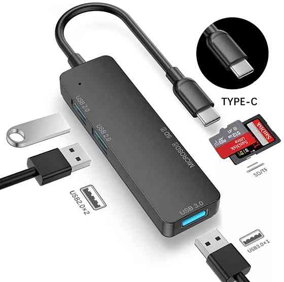 Type C и USB Hub 5 IN 1 Хаб 5 в 1 мультиадаптер для ноутбука Киев