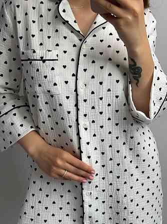 Жіноча муслінова нічна сорочка Чорні серця XS-S Харків