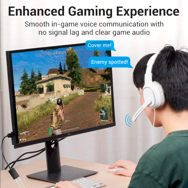 Адаптер Vention USB Зовнішня Звукова Карта 0.15M Чорний Київ - фото 2