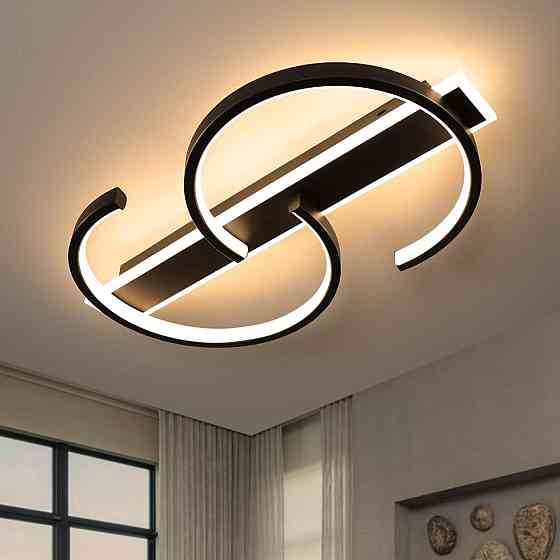 Стельовий LED світильник LUOLONG 35 Вт, 40 см, 3000–6000K, димер, пульт ДУ, подвійне кільце, чорний Київ