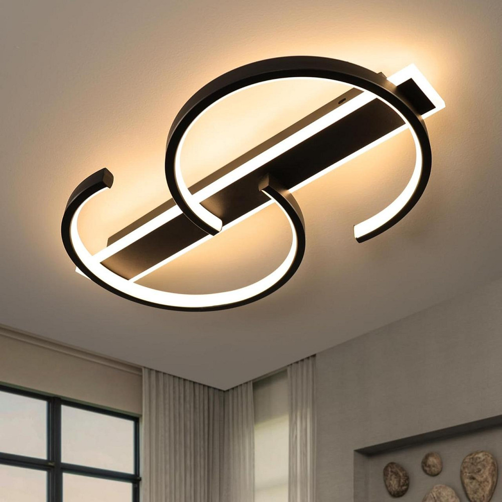 Стельовий LED світильник LUOLONG 35 Вт, 40 см, 3000–6000K, димер, пульт ДУ, подвійне кільце, чорний Київ - фото 2