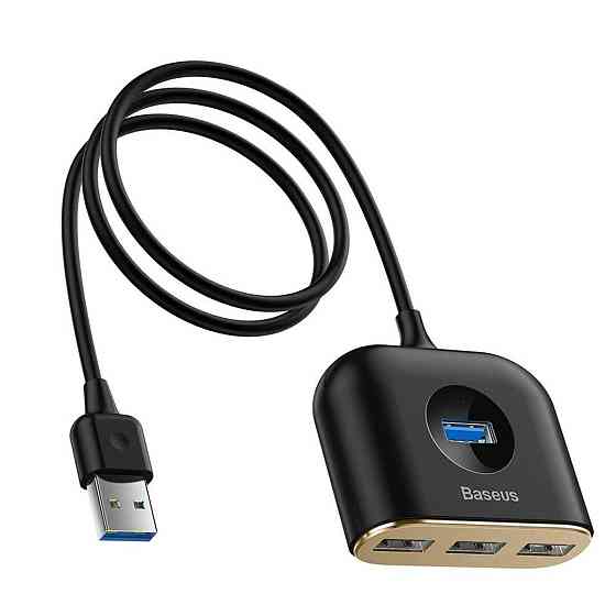 Хаб адаптер перехідник Baseus Square 4 in 1 USB HUB 1m, колір чорний CAHUB-AY01 Одеса
