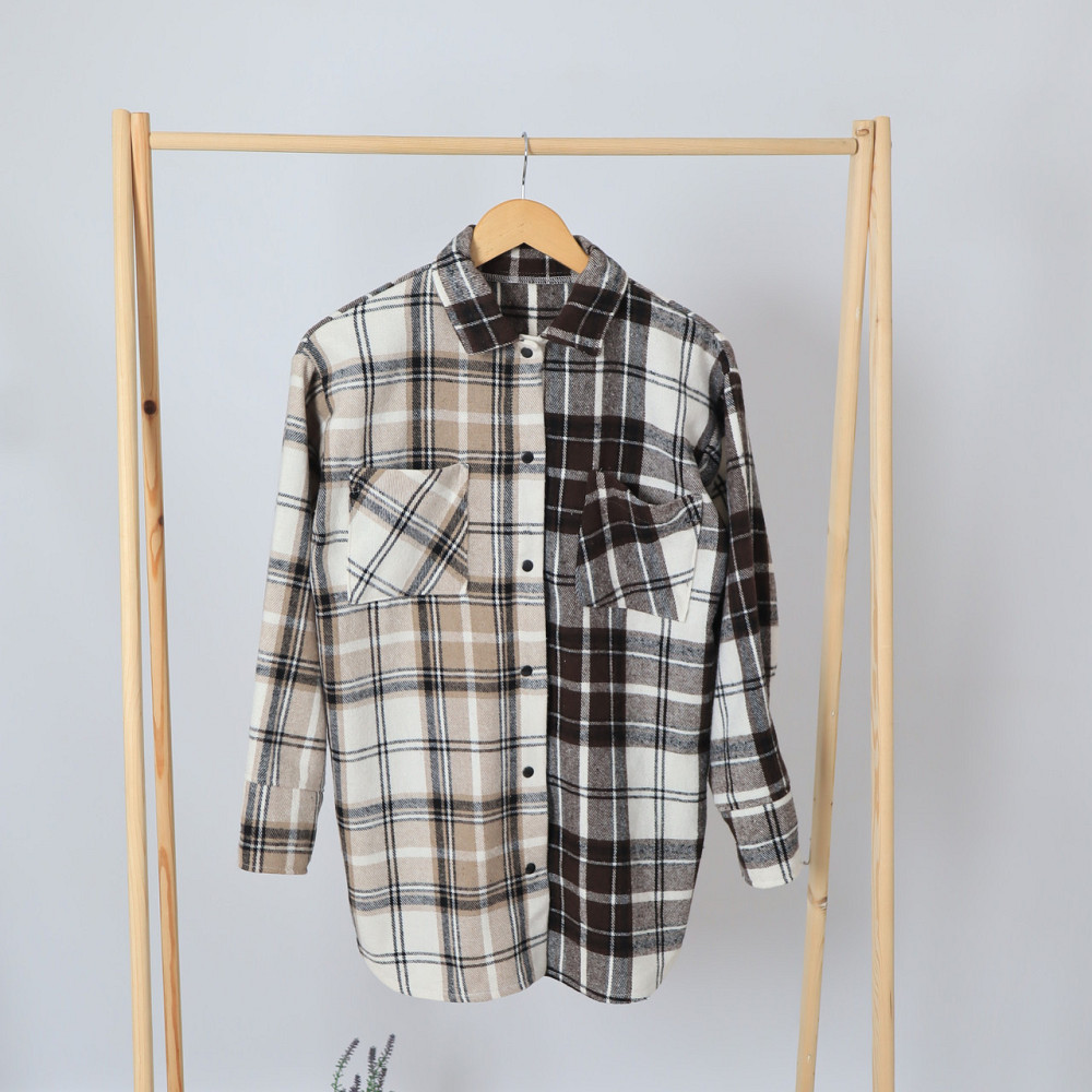 Детская теплая рубашка унисекс в бежевую клетку (цена указана за 1шт) Каменец-Подольский - изображение 3