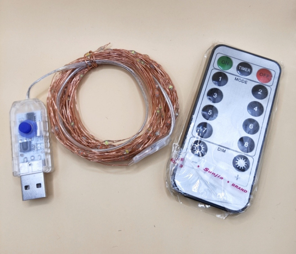 Гірлянда Роса 10 м 100 led з usb і пультом керування Різнокольоровий Сміла - фото 4