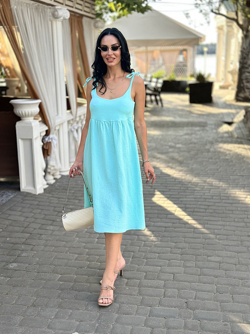 Летнее платье сарафан из муслина на бретельках Caramel 42-44, Голубой Киев - изображение 8