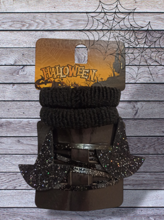 Набір 2 шпильки Капелюшок та 2 резинки для волос на Хелловін чорні Київ