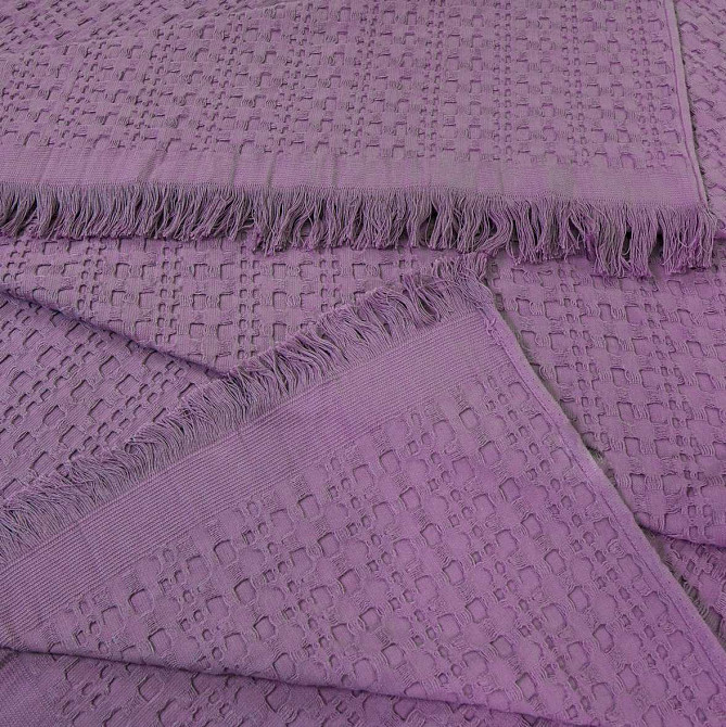 Простирадло-покривало вафельне жакардове преміум якості YouStar 160х200см 320г/м2 (Фіолетовий) Суми - фото 2
