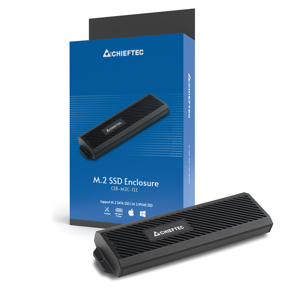 Корпус для M.2 NVME/SATA SSD CHIEFTEC CEB-M2C-TLE, aluminium,USB 3.2 Gen2 Type-C, Black, RETAIL Вінниця - фото 5