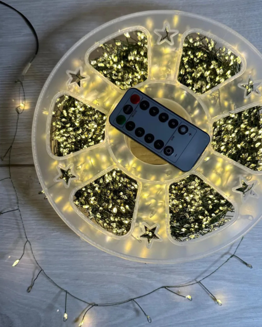 Гірлянда роса мішура на зеленому проводі 50 метрів 1500лед Niki Light роса мішура з режимами вулична гірлянда на пульті тепло біла Київ - фото 4