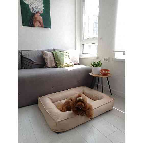 Водонепроникний лежак лежанка спальне місце для тварин зі знімним чохлом бежевий S (60см) Київ