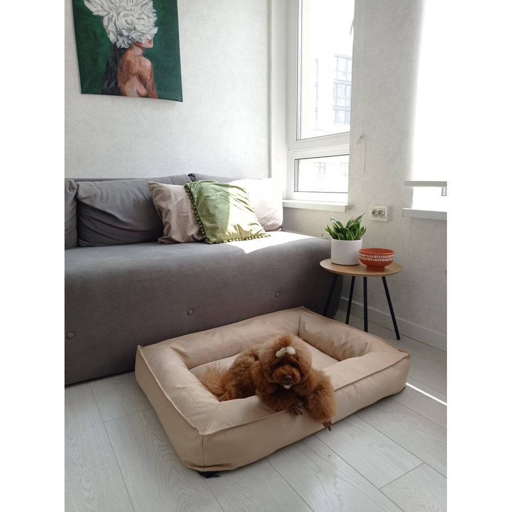Водонепроникний лежак лежанка спальне місце для тварин зі знімним чохлом бежевий S (60см) Київ - фото 2