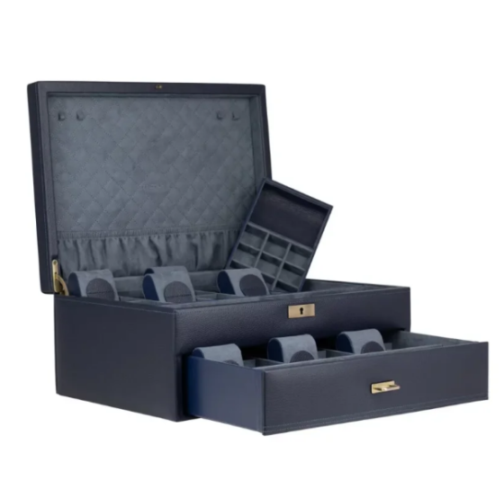 Скринька Friedrich Lederwaren для зберігання 20 годин Dynasty під склом (37х27.5х16.5 см) Темно-синій Київ