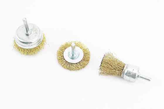Набір щіток 3шт - торц./диск. зі стрижнем 1/4" D-25/50//50мм з латунованого рифленого дроту 19-9300 Київ