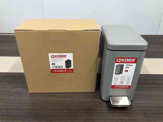 Відро для сміття з плавним закриттям прямокутне Koer TC-010206-07 6 л колір сірий (KR5596) Київ