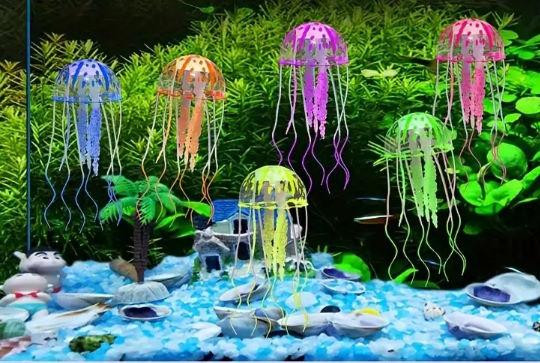 Светящиеся медузы для аквариума. Силиконовые декорации для аквариума Оранжевый Киев - изображение 5