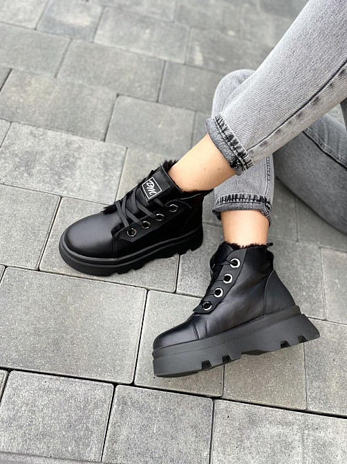 Marko Черевики жіночі DE MARKO чорні шкіра натуральна зимові размер 39-40 (4798) Коломия - фото 4