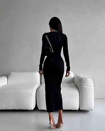 Женское силуэтное платье с драпировкой микродайвинг Черный, 44 Одесса