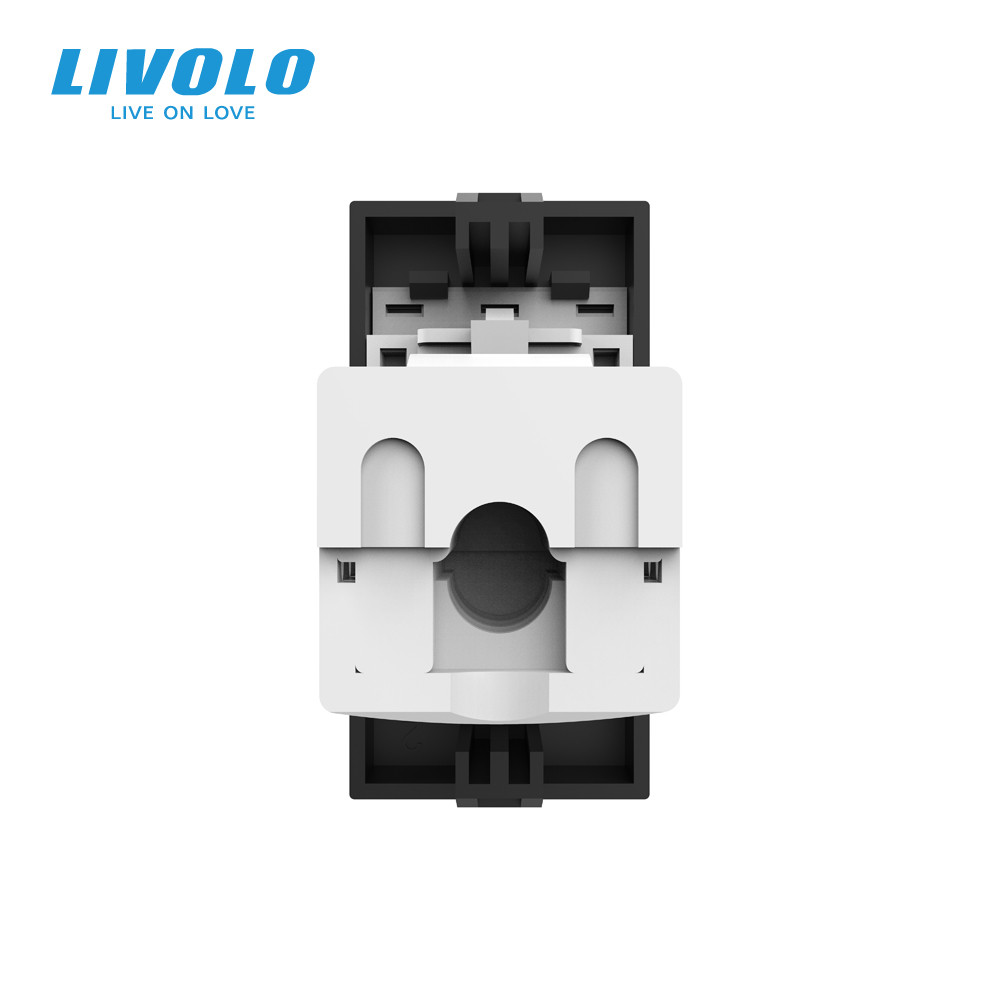 LIVOLO Інтернет-розетка RJ-45 (8P8C Cat.6) LIVOLO, чорна, модуль 0.5 поста, з шторкою (VL-FCCP- Коломия - фото 4