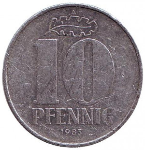 Монета 10 пфенігів. 1971,83 рік, НДР. (Г) Полтава - фото 1