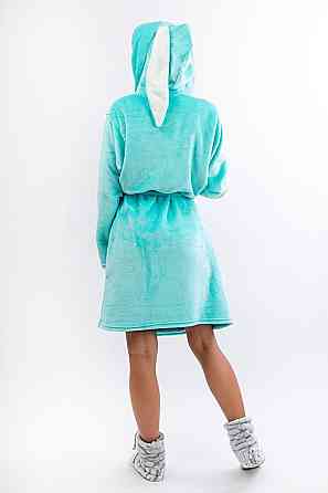 Теплый халат с ушками  для подростков, ментоловый Киев