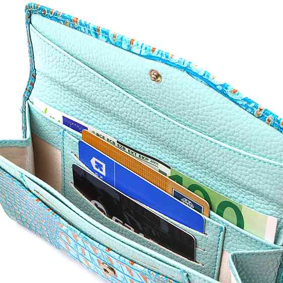 Превосходное портмоне для женщин из натуральной кожи с тиснением под крокодила CANPELLINI 21703 Голубое Киев