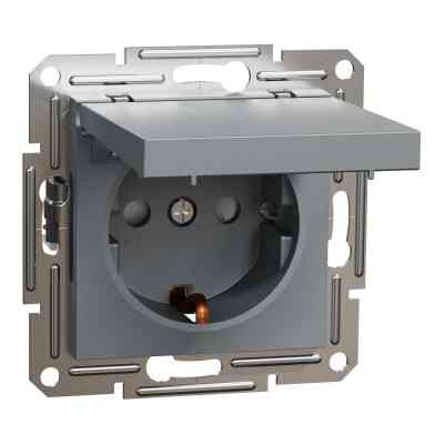 Розетка Schneider Electric ASFORA з кришкою, сталь (EPH3100162) Вінниця