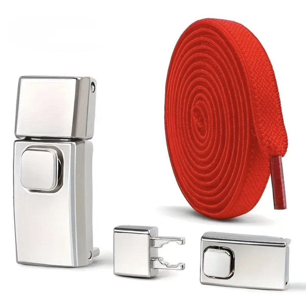 Еластичні шнурки без зав'язок з металевими застібками Червоний Смела - изображение 1