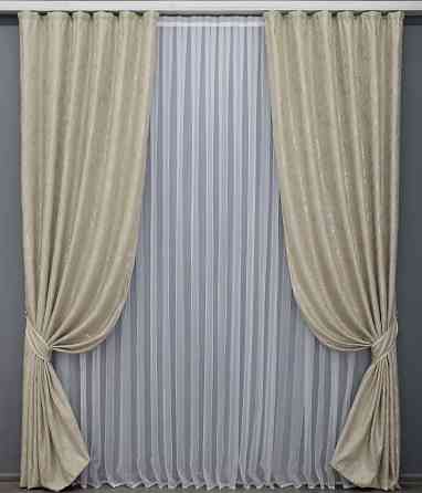 Шторна тканина льон мармур, колекція "Pavliani" колір бежево-сірий 1368ш Київ