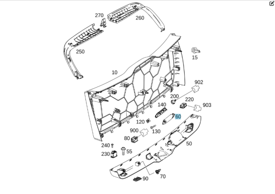 Mercedes-Benz  A2047431672 9051 Основа внутрішньої ручки на обшивці багажника чорна ML/GLE W166 GLE Coupe C292 AMG GT Coupe C190 Одесса