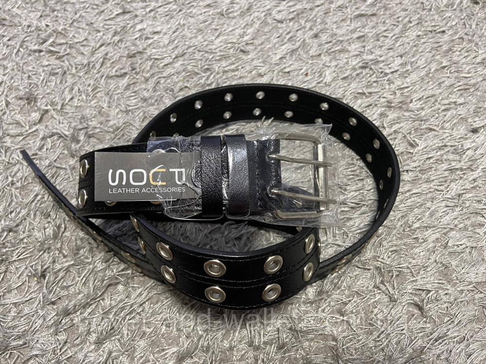 Широкий шкіряний ремінь із двома отворами PS Leather Київ - фото 2