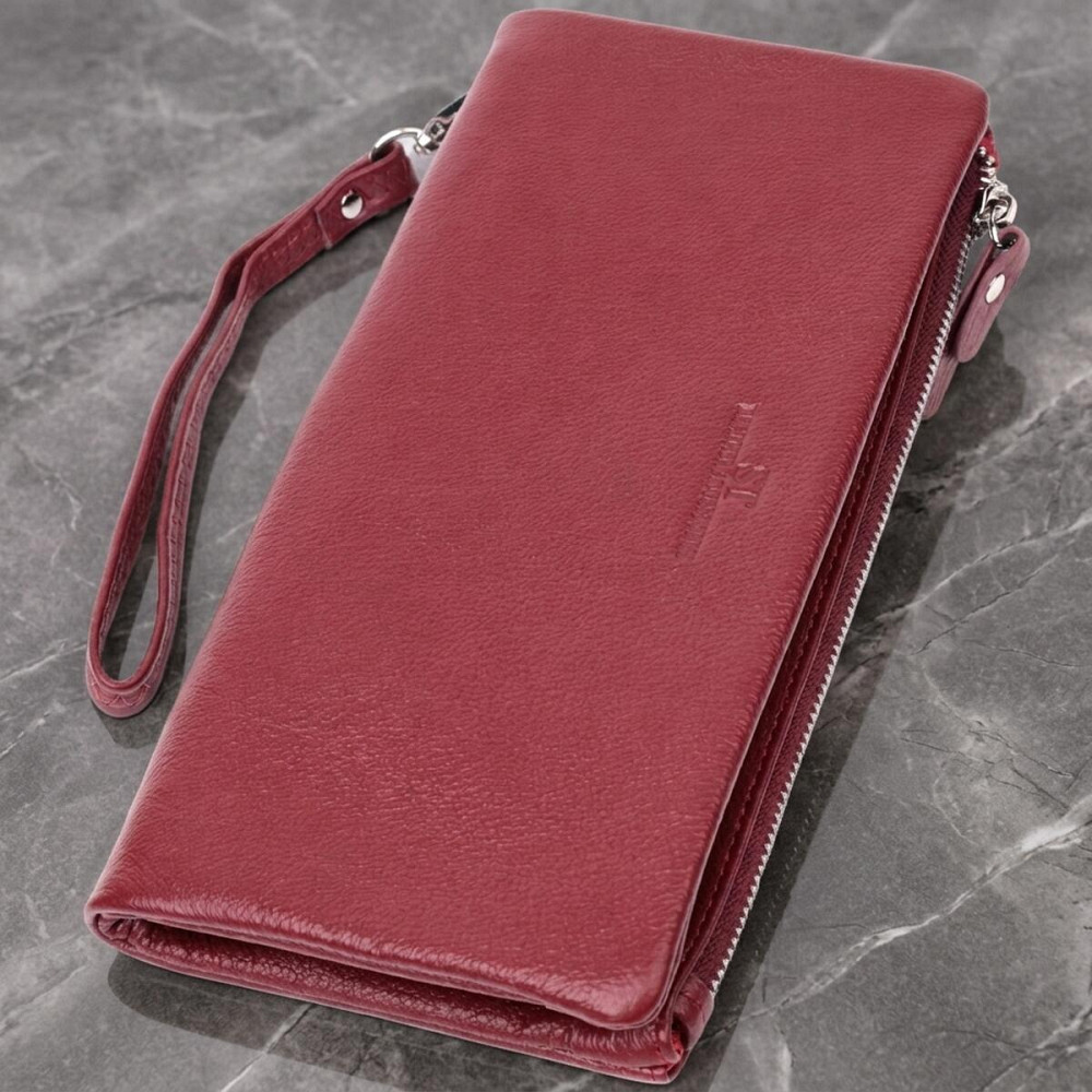 Добротный женский кошелек-клатч с двумя молниями из натуральной кожи ST Leather 22528 Бордовый Киев - изображение 11