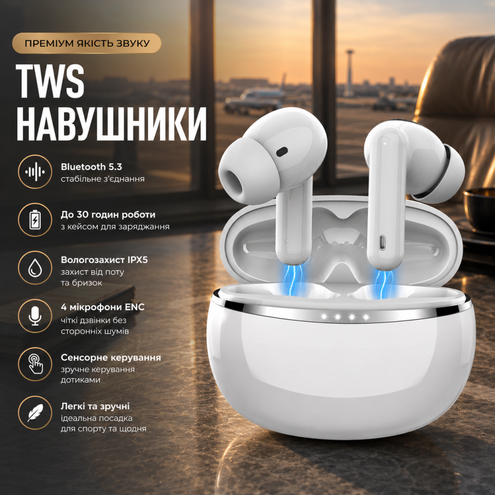 Уцінка Бездротові навушники TWS Smoonigh A50 PRO Bluetooth 5.3 уцінка вологозахисні спортивні навушники з 4 мікрофонами Київ - фото 7