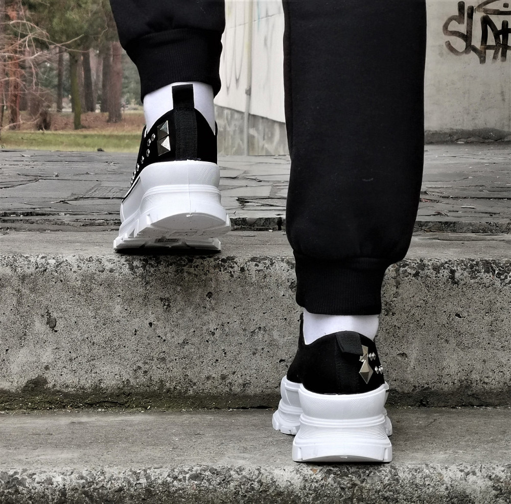 Женские Кроссовки Кеды на Танкетке Чёрные Слипоны Мокасины на Платформе (размеры: 37,38,39,40) - 33-1 Днепр - изображение 6