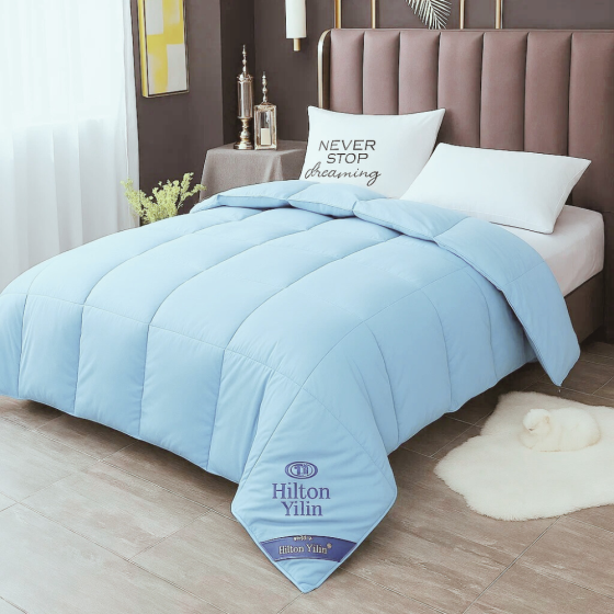 Одеяло односпальное голубое Hilton 150×200 см.Гостиничное для дома и гостиниц 2кг,силиконовый наполнитель Каменец-Подольский